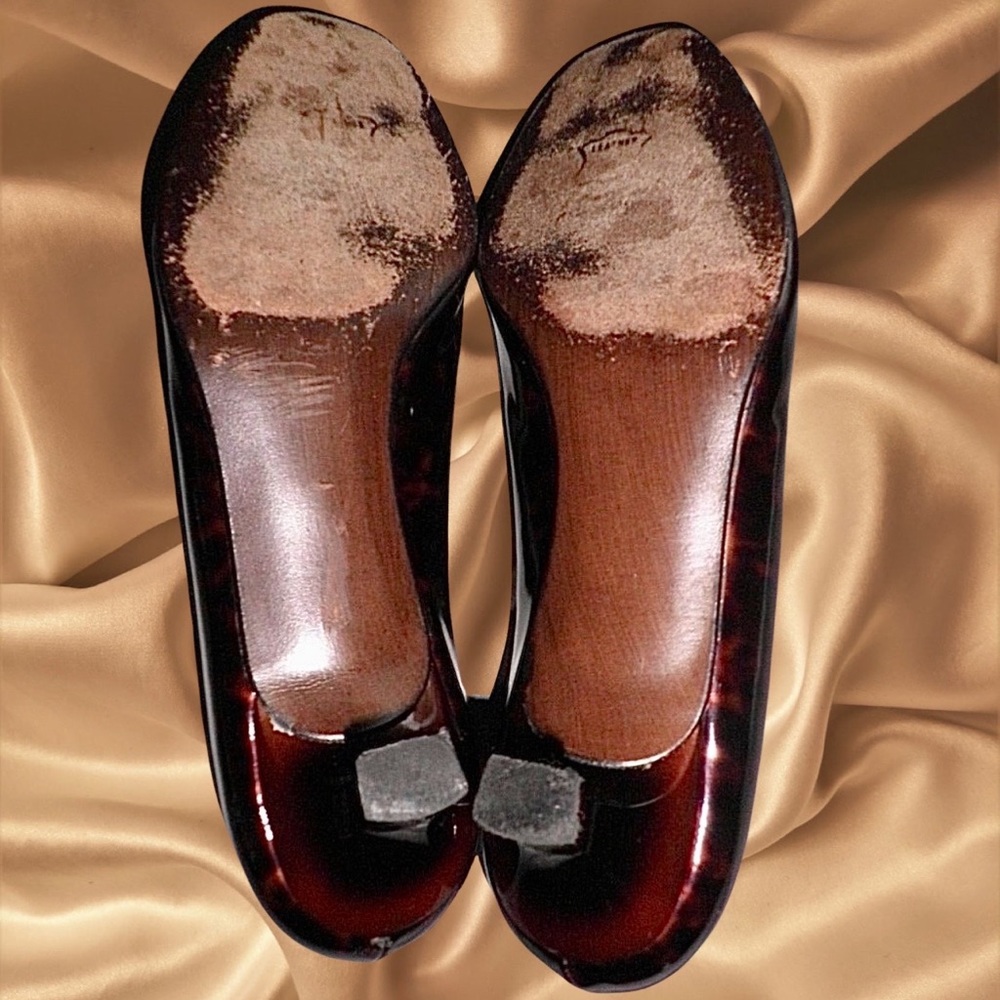 Stuart Weitzman Patent Tortoise Shell Peep Toes - image 6